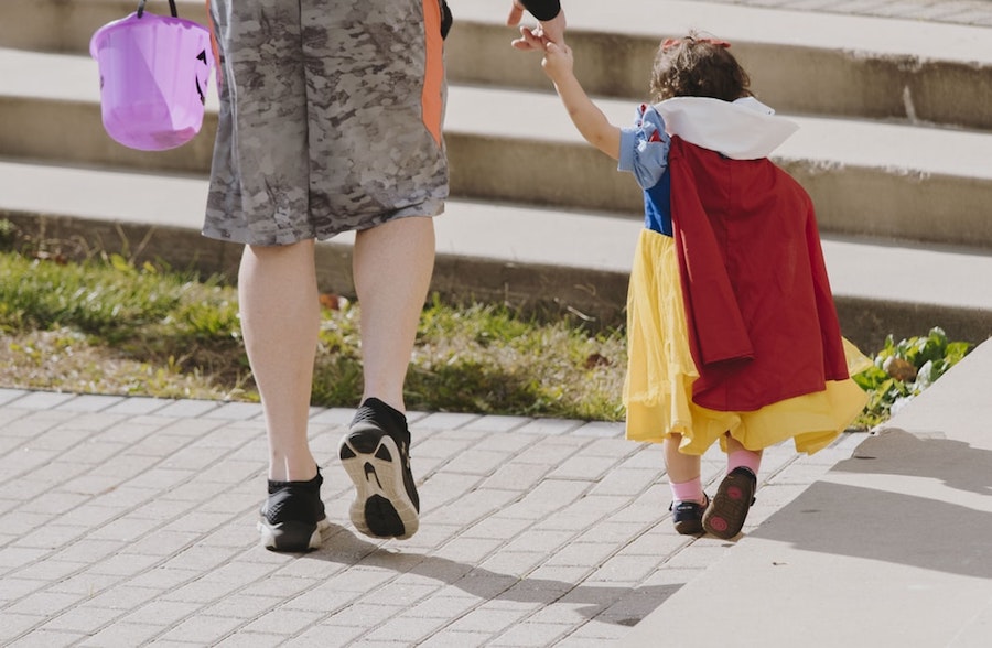 A young girl in a princess costume. 