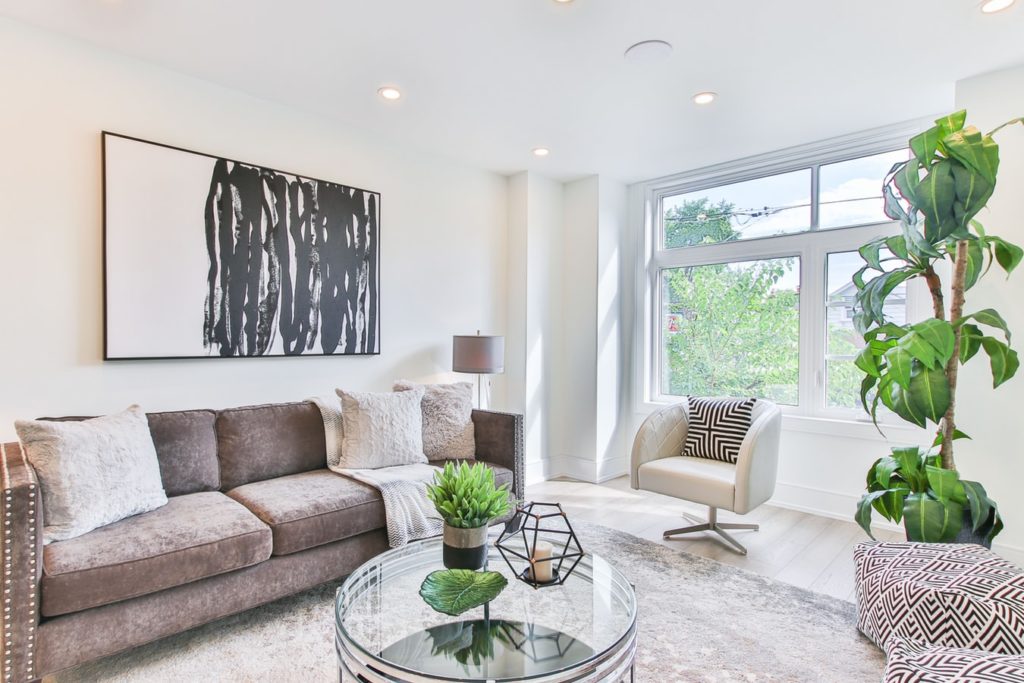 Geometric designs in a living room.